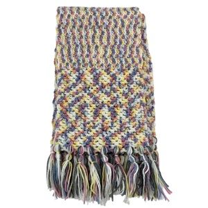 Hand Knitted Fringed Scarf